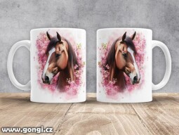 Hrnek - 0379 - Kůň růžové květy